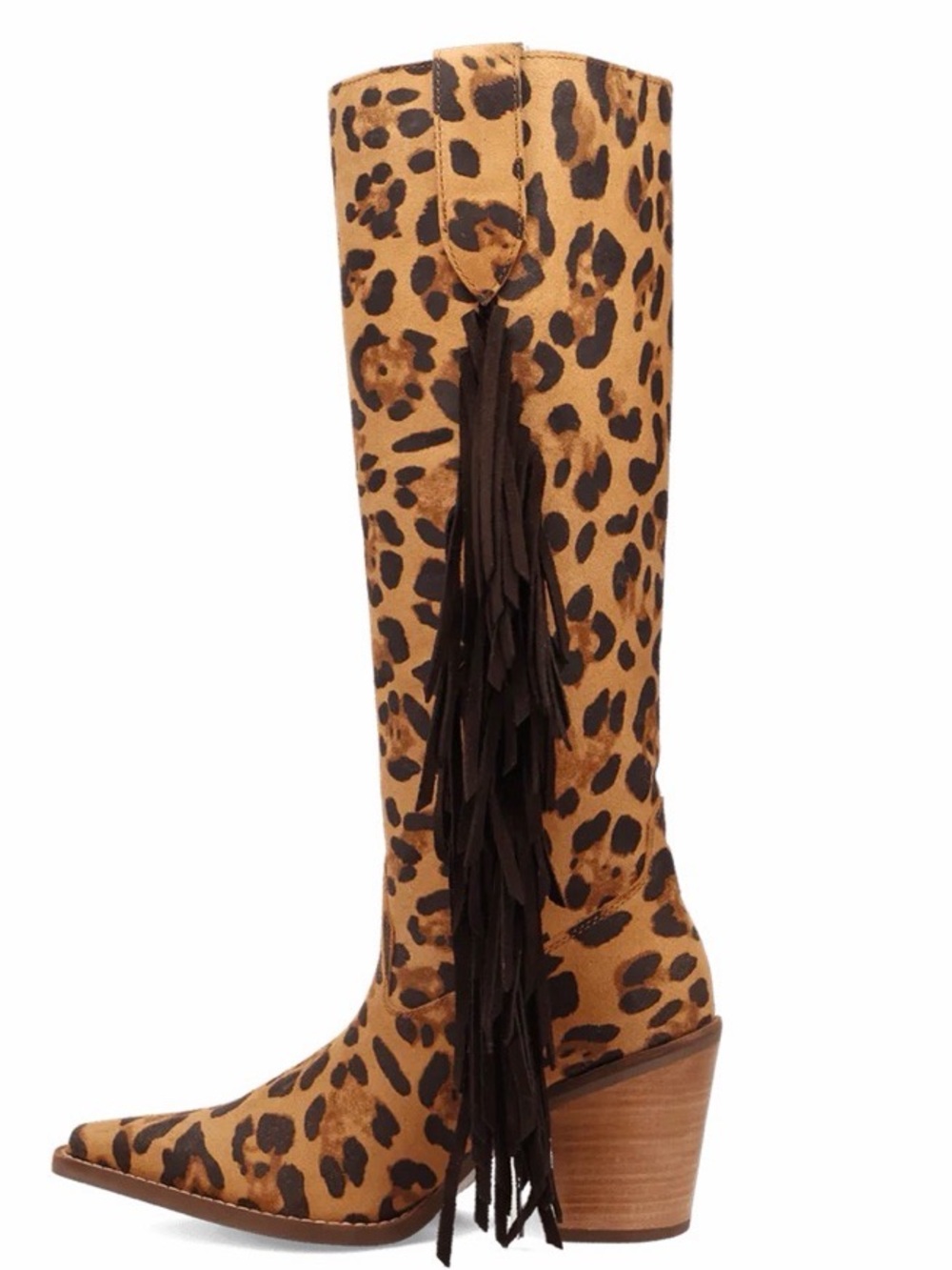 Dingo Leopard Print Fringe Cowgirl Western Boot - Picture 4 of 12